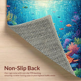 Ultra Soft Area Rug, Non Slip, Stain Resistant, Washable Area Rugs for Living Room, Bedroom, Marine Life Wonder Rug Featuring Aquatic Turtles Navigating Colorful Reefs(Blue)