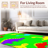 Ultra Soft Area Rug, Non Slip, Stain Resistant, Washable Area Rugs for Living Room, Bedroom, Charming Cartoon Animal Landscape Art(Green)