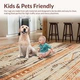 Ultra Soft Area Rug, Non Slip, Stain Resistant, Washable Area Rugs for Living Room, Bedroom, Trendy Neutral Floral Composition(Orange)