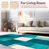 Ultra Soft Area Rug, Non Slip, Stain Resistant, Washable Area Rugs for Living Room, Bedroom, Elegant Teal Earth Tone Hues(Blue)