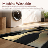 Ultra Soft Area Rug, Non Slip, Stain Resistant, Washable Area Rugs for Living Room, Bedroom, Solar Heater Area Rug Black Geometric Wave Pattern(Black)