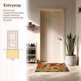 Ultra Soft Area Rug, Non Slip, Stain Resistant, Washable Area Rugs for Living Room, Bedroom, Vibrant Abstract Earthy Tones(Orange)