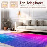 Ultra Soft Area Rug, Non Slip, Stain Resistant, Washable Area Rugs for Living Room, Bedroom, Vibrant Whimsical Tie-Dye Style(Blue)