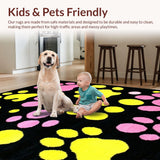 Ultra Soft Area Rug, Non Slip, Stain Resistant, Washable Area Rugs for Living Room, Bedroom, Lively Cartoonish Dog Prints Vibe(Black)