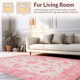 Ultra Soft Area Rug, Non Slip, Stain Resistant, Washable Area Rugs for Living Room, Bedroom, Vibrant Oval Shag Accents(Pink)