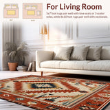 Ultra Soft Area Rug, Non Slip, Stain Resistant, Washable Area Rugs for Living Room, Bedroom, Cultural Heritage Abstract Patterns(Red)