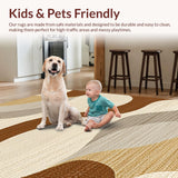 Ultra Soft Area Rug, Non Slip, Stain Resistant, Washable Area Rugs for Living Room, Bedroom, Vibrant Abstract Swirling Lines(Beige)