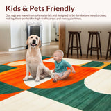 Ultra Soft Area Rug, Non Slip, Stain Resistant, Washable Area Rugs for Living Room, Bedroom, Luxurious Tiled Patterned Aesthetic(Orange)