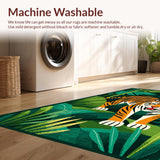 Ultra Soft Area Rug, Non Slip, Stain Resistant, Washable Area Rugs for Living Room, Bedroom, Jungle Inspired Colorful Animal Motif(Green)