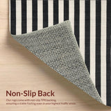 Ultra Soft Area Rug, Non Slip, Stain Resistant, Washable Area Rugs for Living Room, Bedroom, Stylish Striped Welcome Mat for Front Porch, Modern Layered Rug(Black)