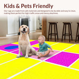 Ultra Soft Area Rug, Non Slip, Stain Resistant, Washable Area Rugs for Living Room, Bedroom, Artful Kid-Friendly Decorative Experience(Yellow)