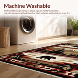 Ultra Soft Area Rug, Non Slip, Stain Resistant, Washable Area Rugs for Living Room, Bedroom, Striking Ethnic Bear Graphic(Brown)