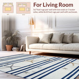Ultra Soft Area Rug, Non Slip, Stain Resistant, Washable Area Rugs for Living Room, Bedroom, Trendy Nautical Patterned Decor Piece(Gray)