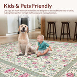 Ultra Soft Area Rug, Non Slip, Stain Resistant, Washable Area Rugs for Living Room, Bedroom, Vibrant Garden-Inspired Decor(Beige)