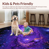 Ultra Soft Area Rug, Non Slip, Stain Resistant, Washable Area Rugs for Living Room, Bedroom, Cosmic Vibrant Celestial Pattern(Purple)