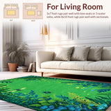 Ultra Soft Area Rug, Non Slip, Stain Resistant, Washable Area Rugs for Living Room, Bedroom, Vibrant Eclectic Insect Design(Green)