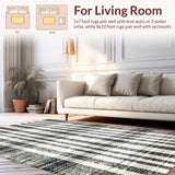 Ultra Soft Area Rug, Non Slip, Stain Resistant, Washable Area Rugs for Living Room, Bedroom, Boho White and Black Rug, Striped Pattern(Black)