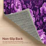 Ultra Soft Area Rug, Non Slip, Stain Resistant, Washable Area Rugs for Living Room, Bedroom, Stylish Modern Botanical Print(Purple)