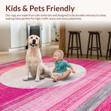 Ultra Soft Area Rug, Non Slip, Stain Resistant, Washable Area Rugs for Living Room, Bedroom, Chic Modern Monochrome Elegance(Pink)