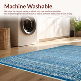 Ultra Soft Area Rug, Non Slip, Stain Resistant, Washable Area Rugs for Living Room, Bedroom, Sky Bow Accent Rug: Scalloped Design, Stylish Floor Covering(Blue)