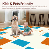 Ultra Soft Area Rug, Non Slip, Stain Resistant, Washable Area Rugs for Living Room, Bedroom, Artistic Shoreline Graphic Presentation(Orange)
