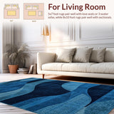 Ultra Soft Area Rug, Non Slip, Stain Resistant, Washable Area Rugs for Living Room, Bedroom, Modern Abstract Non-Slip Living Room Carpet(Blue)