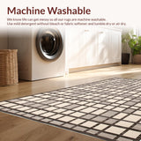 Ultra Soft Area Rug, Non Slip, Stain Resistant, Washable Area Rugs for Living Room, Bedroom, Chic Contemporary Geometric Motif(Beige)