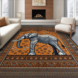 Ultra Soft Area Rug, Non Slip, Stain Resistant, Washable Area Rugs for Living Room, Bedroom, Contemporary Abstract Elephant Design(Brown)