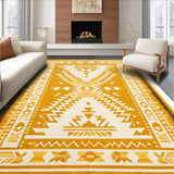 Ultra Soft Area Rug, Non Slip, Stain Resistant, Washable Area Rugs for Living Room, Bedroom, Vibrant Southwest Geometric Fusion(Gold)