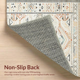 Ultra Soft Area Rug, Non Slip, Stain Resistant, Washable Area Rugs for Living Room, Bedroom, Trendy Vintage Symmetrical Elements(Beige)