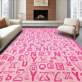 Ultra Soft Area Rug, Non Slip, Stain Resistant, Washable Area Rugs for Living Room, Bedroom, Pastel Playful Round Educational Accent(Pink)