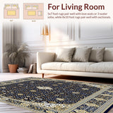 Ultra Soft Area Rug, Non Slip, Stain Resistant, Washable Area Rugs for Living Room, Bedroom, Traditional Navy and Beige for(Blue)