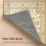 Ultra Soft Area Rug, Non Slip, Stain Resistant, Washable Area Rugs for Living Room, Bedroom, Rustic Gray Medallion Theme(Beige)