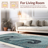 Ultra Soft Area Rug, Non Slip, Stain Resistant, Washable Area Rugs for Living Room, Bedroom, Elegant Kraken Rug With Artistic Tentacle Swirl Pattern For Decor(Blue)