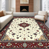 Ultra Soft Area Rug, Non Slip, Stain Resistant, Washable Area Rugs for Living Room, Bedroom, Decorative Medallion Victorian Era Inspired Maroon Beige(Red)