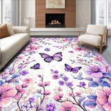 Ultra Soft Area Rug, Non Slip, Stain Resistant, Washable Area Rugs for Living Room, Bedroom, Playful Pastel Garden Scene(Purple)