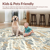 Elegant Beige Grey Interwoven Geometric Animal Inspired Floor(Beige)