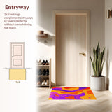 Ultra Soft Area Rug, Non Slip, Stain Resistant, Washable Area Rugs for Living Room, Bedroom, Expressive Color Shift Geometric Shape(Orange)