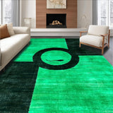 Ultra Soft Area Rug, Non Slip, Stain Resistant, Washable Area Rugs for Living Room, Bedroom, Stylish Green and White Twisted Design(Green)