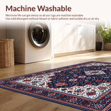 Ultra Soft Area Rug, Non Slip, Stain Resistant, Washable Area Rugs for Living Room, Bedroom, Vibrant Trellis Motif in Blue(Blue)