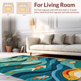 Ultra Soft Area Rug, Non Slip, Stain Resistant, Washable Area Rugs for Living Room, Bedroom, Unique Coastal Theme Kitchen Rug Stain Resistant(Blue)