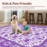 Ultra Soft Area Rug, Non Slip, Stain Resistant, Washable Area Rugs for Living Room, Bedroom, Lavender Vintage Floral Elegance(Purple)