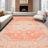 Ultra Soft Area Rug, Non Slip, Stain Resistant, Washable Area Rugs for Living Room, Bedroom, Transitional Warm Tones Arrangement(Orange)