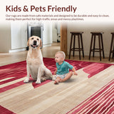 Ultra Soft Area Rug, Non Slip, Stain Resistant, Washable Area Rugs for Living Room, Bedroom, Chic Minimalist Colorful Contrast(Red)