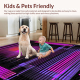 Ultra Soft Area Rug, Non Slip, Stain Resistant, Washable Area Rugs for Living Room, Bedroom, Dynamic Geometric Pixel Motif(Purple)