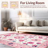 Ultra Soft Area Rug, Non Slip, Stain Resistant, Washable Area Rugs for Living Room, Bedroom, Elegant Light Blush Tiled Design(White)