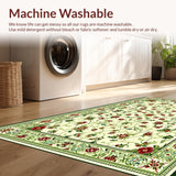 Ultra Soft Area Rug, Non Slip, Stain Resistant, Washable Area Rugs for Living Room, Bedroom, Chic Vibrant Botanical Arrangement(Ivory)
