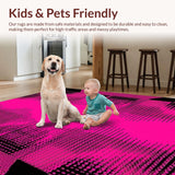 Ultra Soft Area Rug, Non Slip, Stain Resistant, Washable Area Rugs for Living Room, Bedroom, Dynamic Tropical Pattern Fusion(Pink)