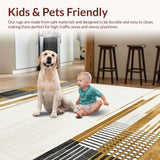 Ultra Soft Area Rug, Non Slip, Stain Resistant, Washable Area Rugs for Living Room, Bedroom, Refined Abstract Tiled Motif(Gold)