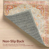 Ultra Soft Area Rug, Non Slip, Stain Resistant, Washable Area Rugs for Living Room, Bedroom, Classic Medallion Rug in Apricot and Rust(Gray)